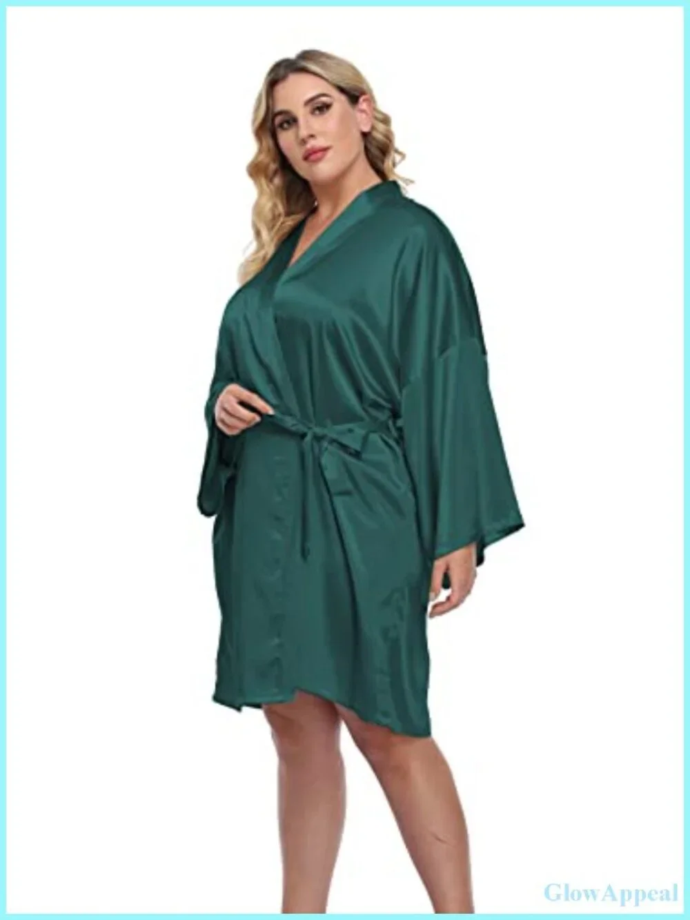 Plus Size Short Silky Bathrobes Satin Kimono Robes Bride Bridesmaid Loungewear